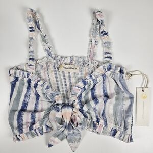 NWT Ocean Drive Pastel Striped Crop Tie  Tank Top Medium